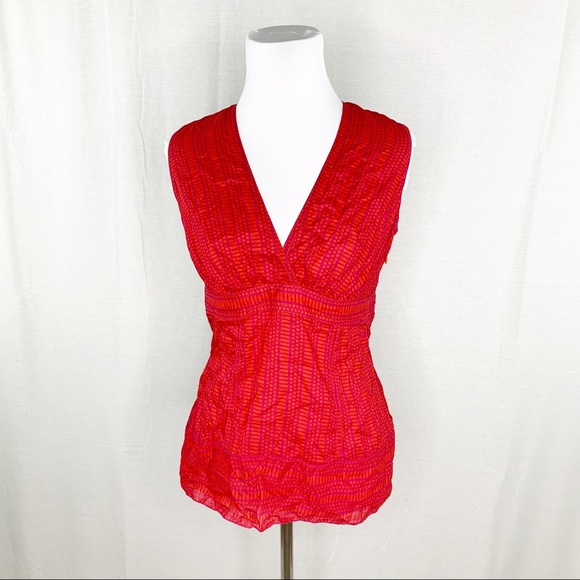 Tory Burch Tops - Tory Burch red and purple tie back v-neck tank top